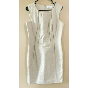 Calvin Klein Sheath Dress Size 8 Beige | Zipper Detail Sleeveless